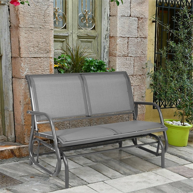 Patio Swing Glider Bench Loveseat Rocking Chair Gray