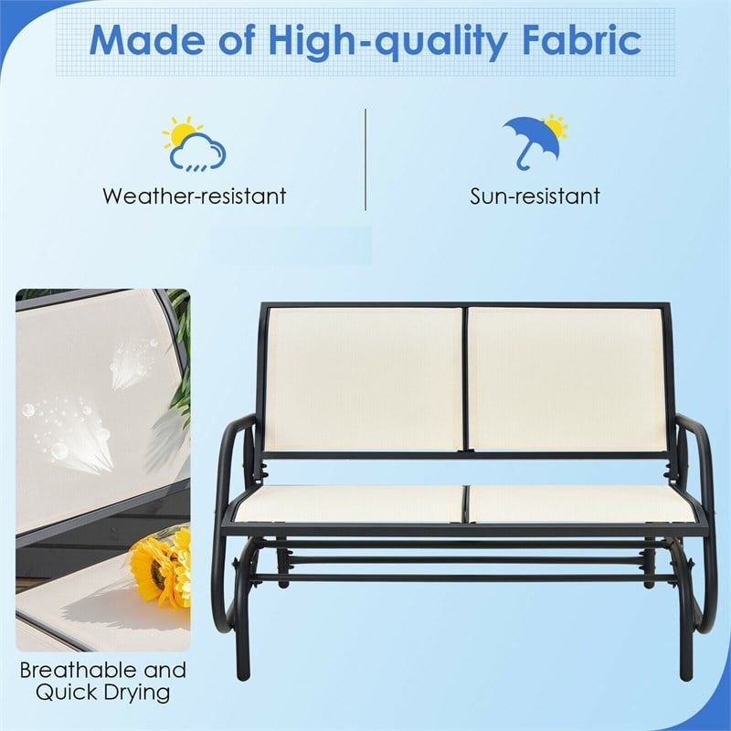 Patio Swing Glider Bench Loveseat Rocking Chair Beige