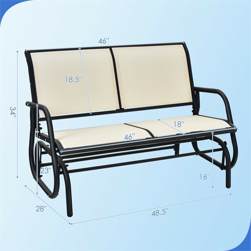 Patio Swing Glider Bench Loveseat Rocking Chair Beige