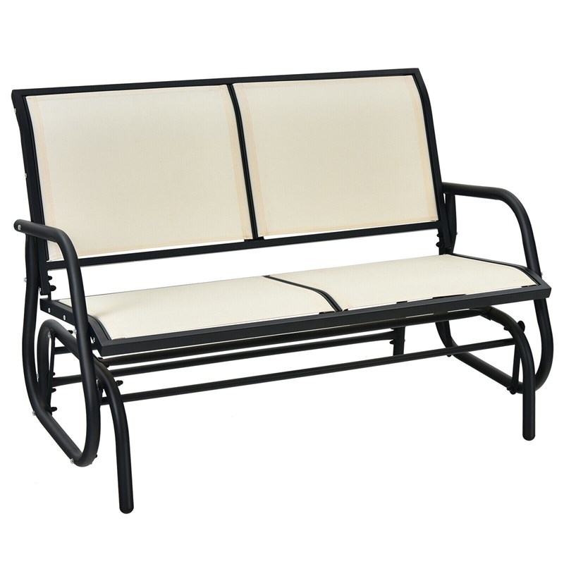 Patio Swing Glider Bench Loveseat Rocking Chair Beige