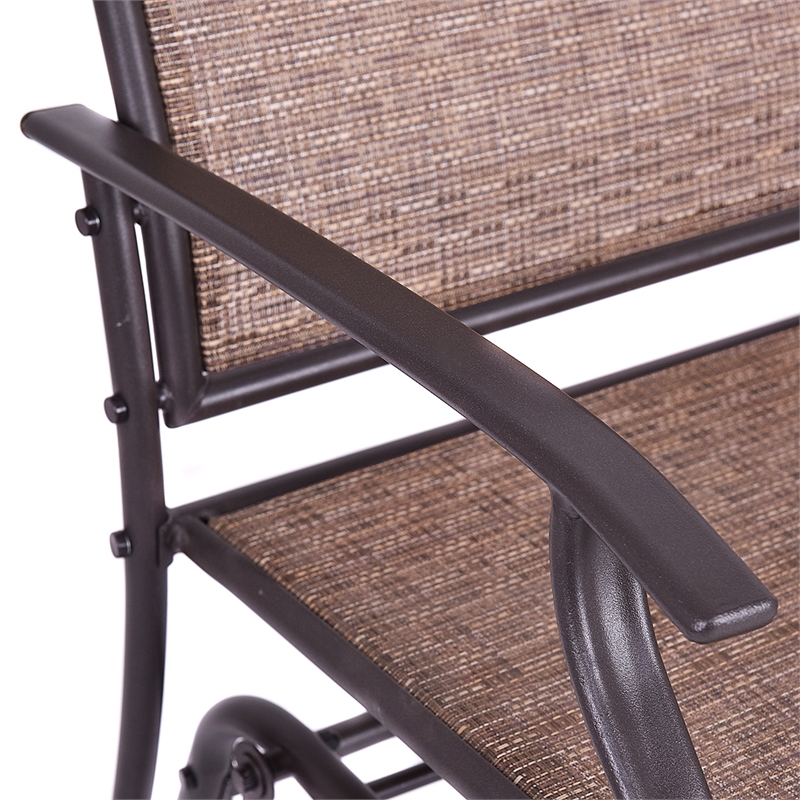 Patio Glider Rocking Bench Double 2 Person Chair Brown