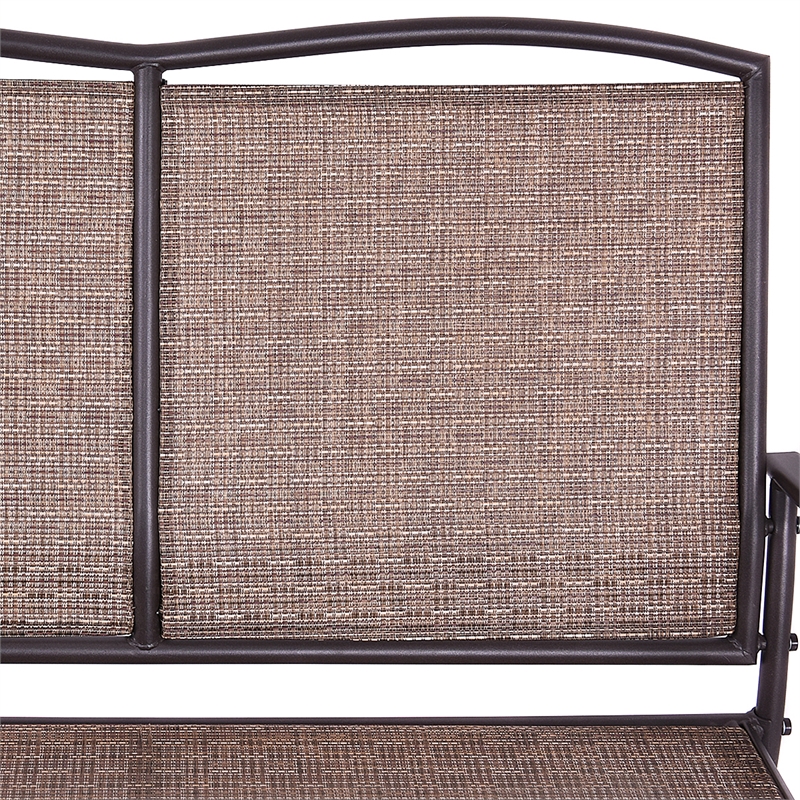 Patio Glider Rocking Bench Double 2 Person Chair Brown