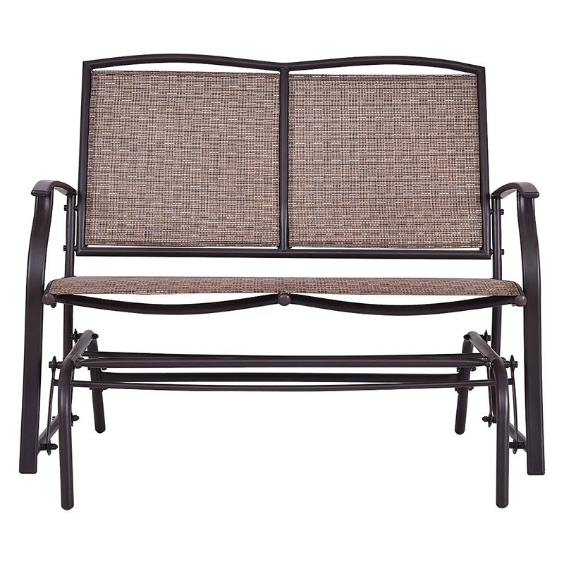 Patio Glider Rocking Bench Double 2 Person Chair Brown