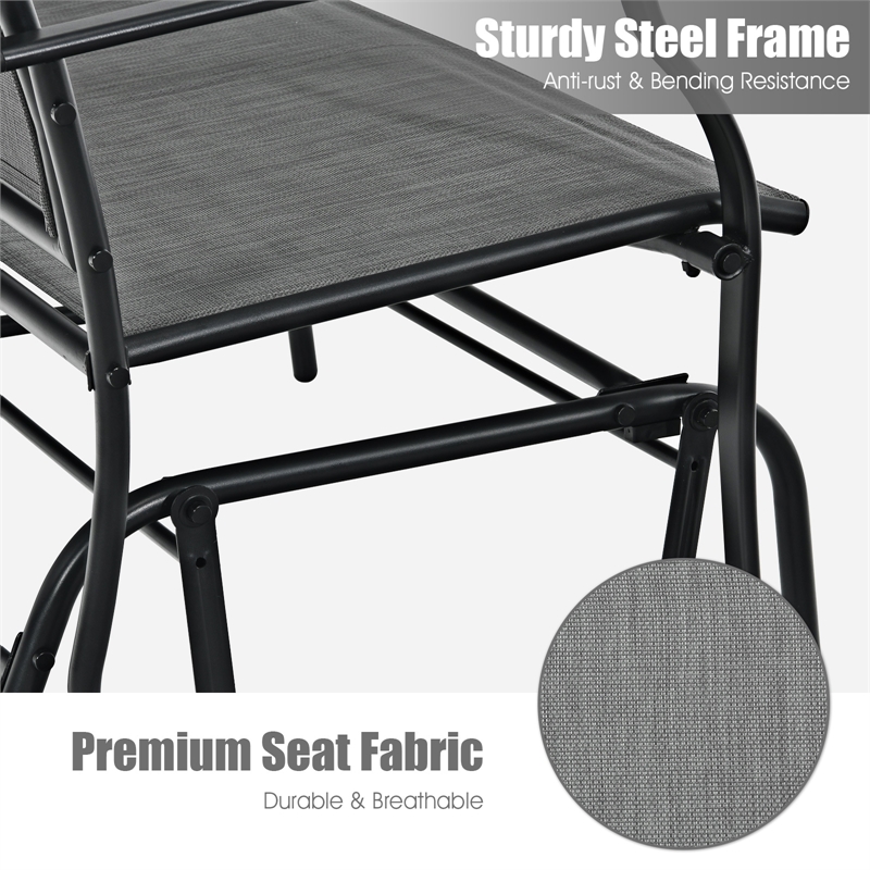 Patio Glider Rocking Bench Double 2 Person Chair Gray