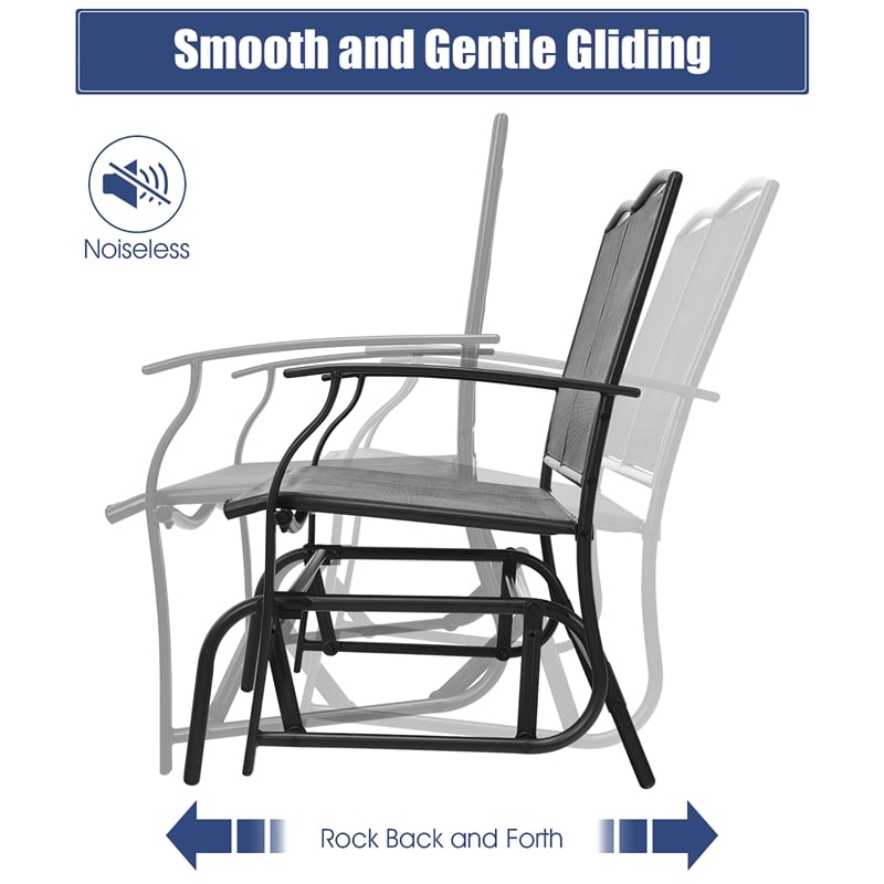 Patio Glider Rocking Bench Double 2 Person Chair Gray