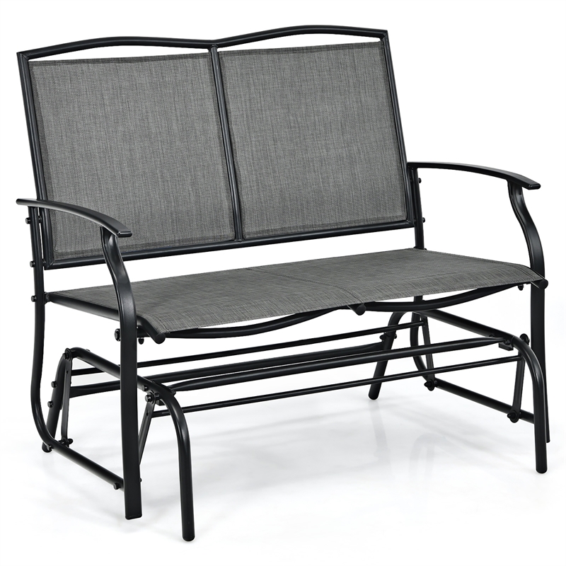 Patio Glider Rocking Bench Double 2 Person Chair Gray