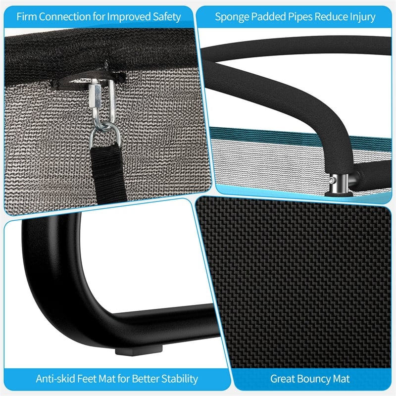 6FT Kids Recreational Trampoline W/W/Swing Safety Enclosure Blue