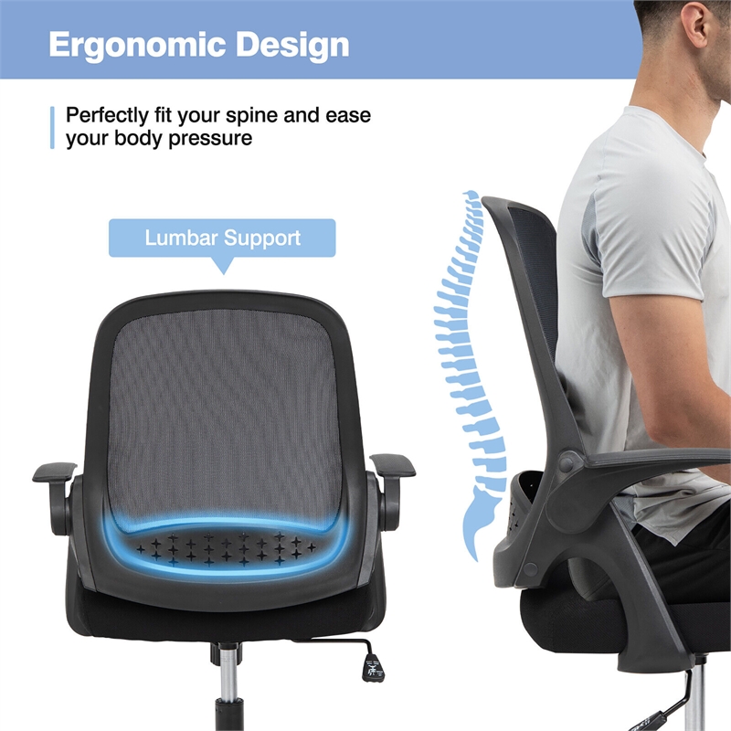 Mesh Office Chair Adjustable Rolling Computer Chair Black
