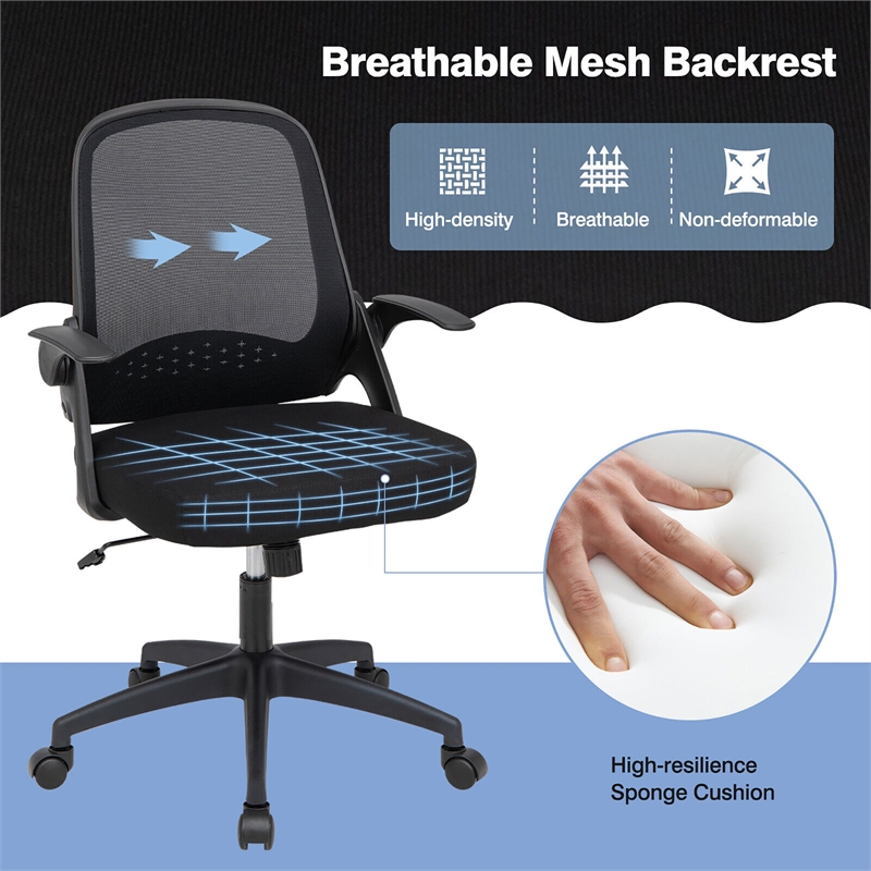 Mesh Office Chair Adjustable Rolling Computer Chair Black