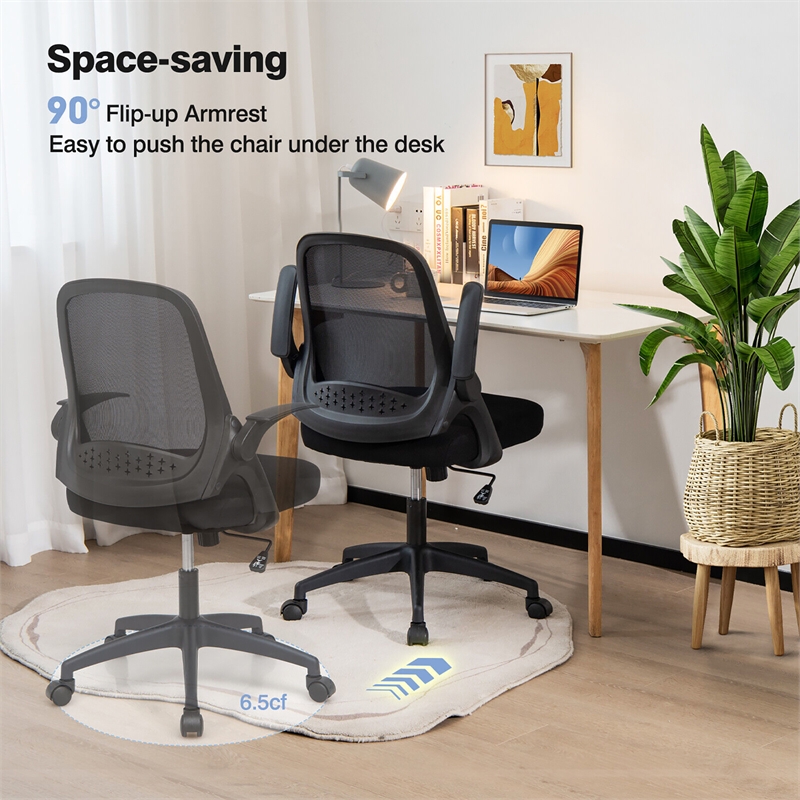 Mesh Office Chair Adjustable Rolling Computer Chair Black