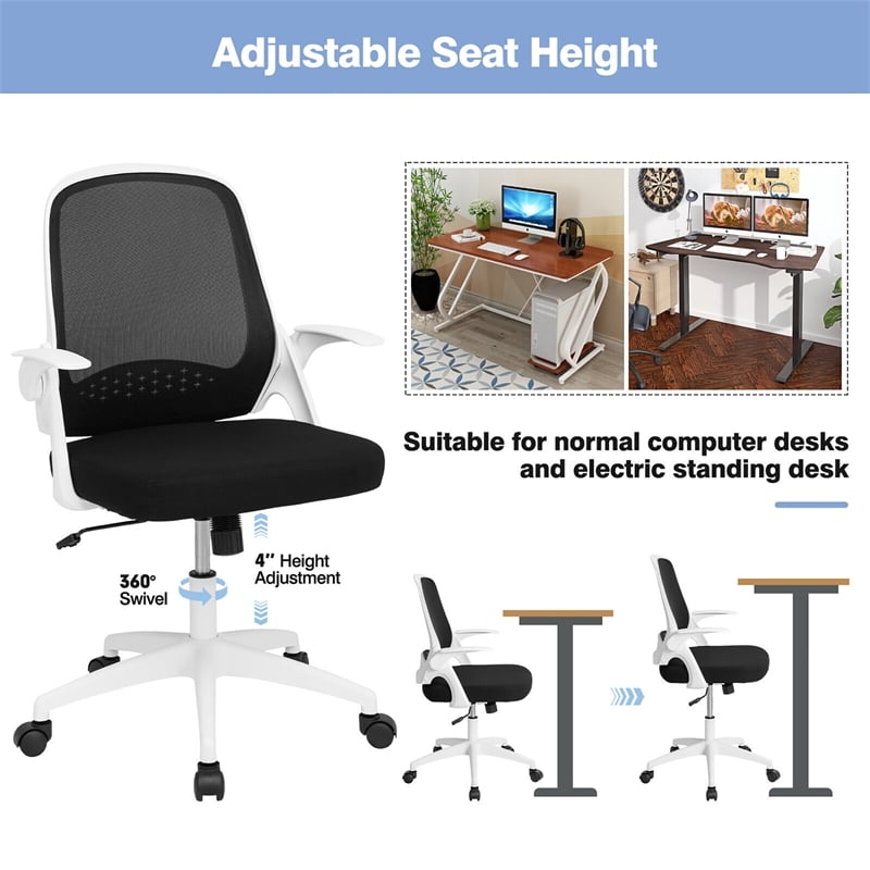 Mesh Office Chair Adjustable Rolling Computer Chair White