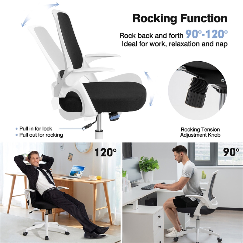 Mesh Office Chair Adjustable Rolling Computer Chair White