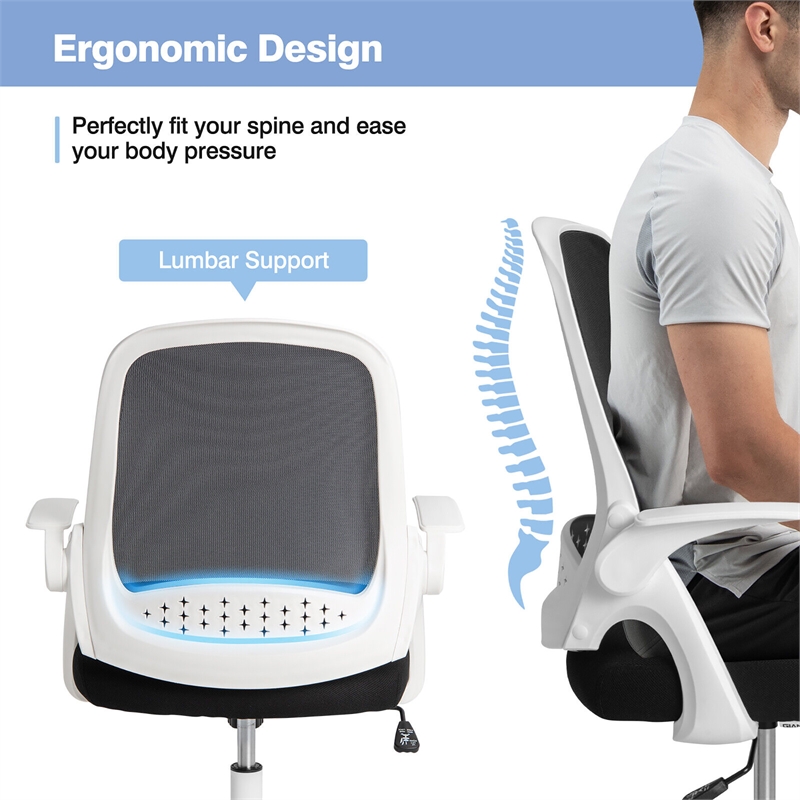 Mesh Office Chair Adjustable Rolling Computer Chair White