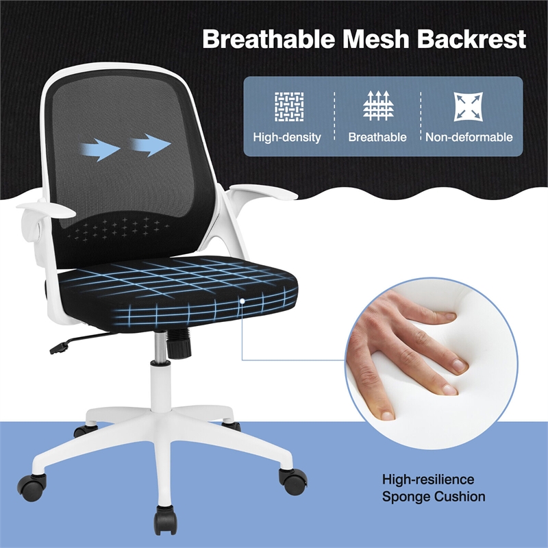 Mesh Office Chair Adjustable Rolling Computer Chair White