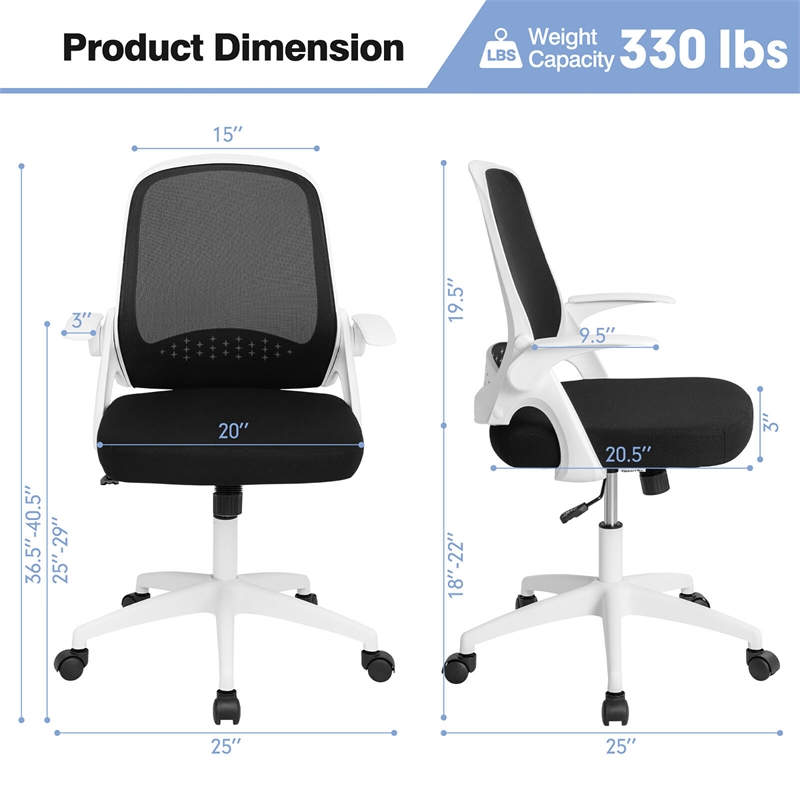 Mesh Office Chair Adjustable Rolling Computer Chair White