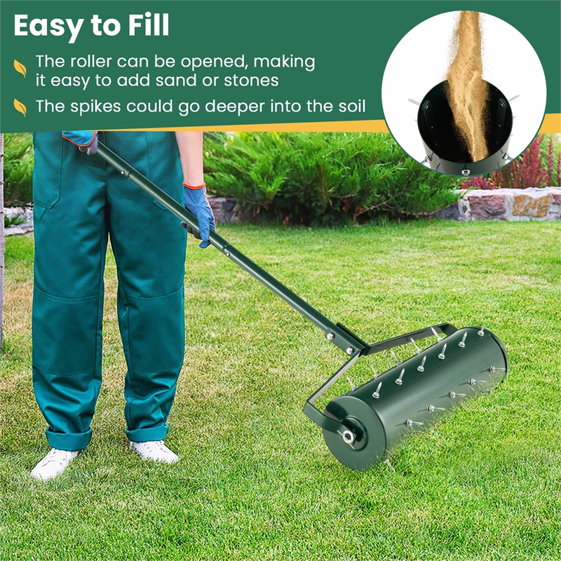 21 inch Manual Lawn Aerator Heavy Duty  Grass Tool Green