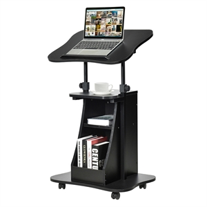 Sit to Stand Laptop Desk Cart Rolling Mobile Black