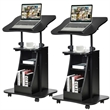 Set of 2 Sit to Stand Laptop Desk Cart Rolling Mobile Black