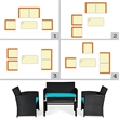 4PCS Patio Rattan Furniture Conversation Set Garden Turquoise