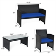 8PCS Patio Rattan Furniture Conversation Set Garden Navy