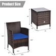Outdoor 3 PCS Rattan Wicker Furniture Sets Navy