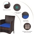 Outdoor 3 PCS Rattan Wicker Furniture Sets Navy