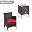 Outdoor 3 PCS Rattan Wicker Furniture Sets Red