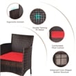 Outdoor 3 PCS Rattan Wicker Furniture Sets Red