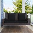 2 Person Patio Rattan Hanging Porch Swing Bench Chair Black