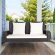 2 Person Patio Rattan Hanging Porch Swing Bench Chair Beige