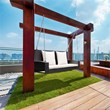 2 Person Patio Rattan Hanging Porch Swing Bench Chair Beige