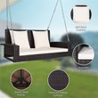 2 Person Patio Rattan Hanging Porch Swing Bench Chair Beige