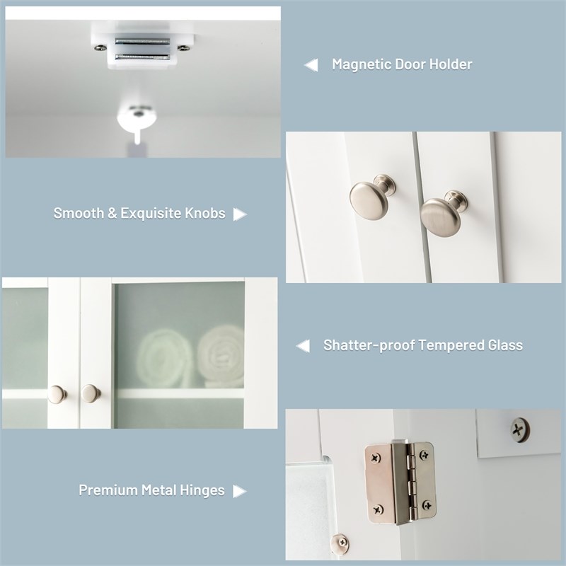 Bathroom Floor Storage Cabinet Kitchen Cupboard White