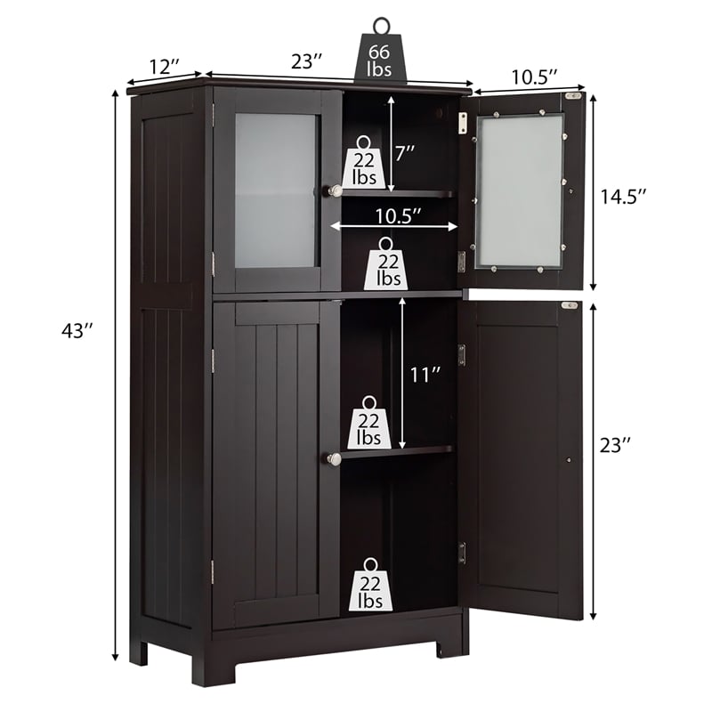Bathroom Floor Storage Cabinet Kitchen Cupboard Brown