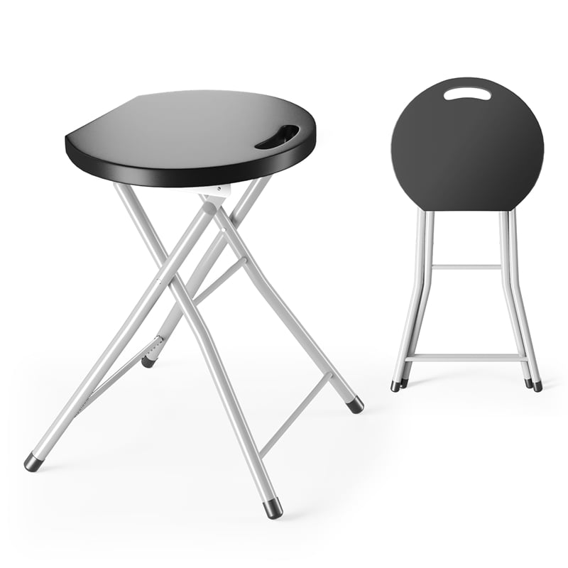 2 PCS Portable Sturdy Folding Stools Lightweight Fishing Stool Black