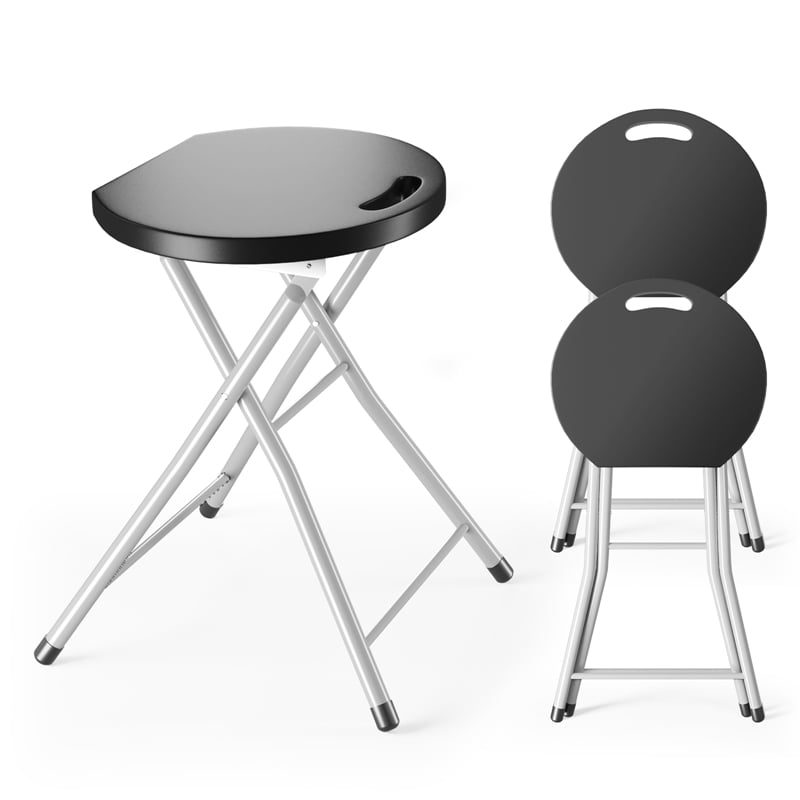 3 PCS Portable Sturdy Folding Stools Lightweight Fishing Stool Black