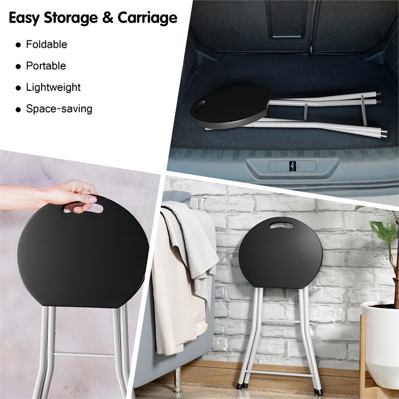 4 PCS Portable Sturdy Folding Stools Lightweight Fishing Stool Black