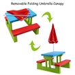 4 Seat Kids Picnic Table w/Umbrella Folding Children Bench Multicolor