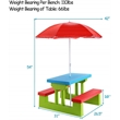 4 Seat Kids Picnic Table w/Umbrella Folding Children Bench Multicolor