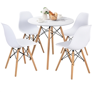 Dining Table Set Modern 5 PCS For 4 Round Dining Room Table Set