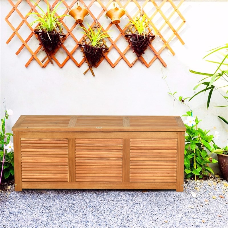 47 Gallon Deck Storage Acacia Wood Organization Toys Cushions Tools Natural