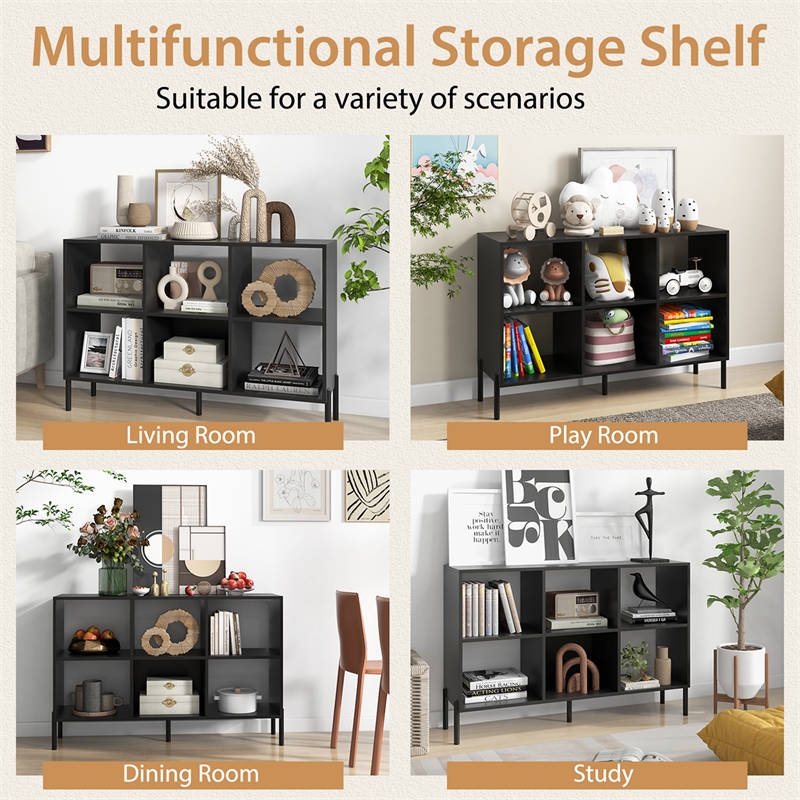 6 Cube Storage Shelf Organizer Bookcase Square Cubby Cabinet Bedroom Black