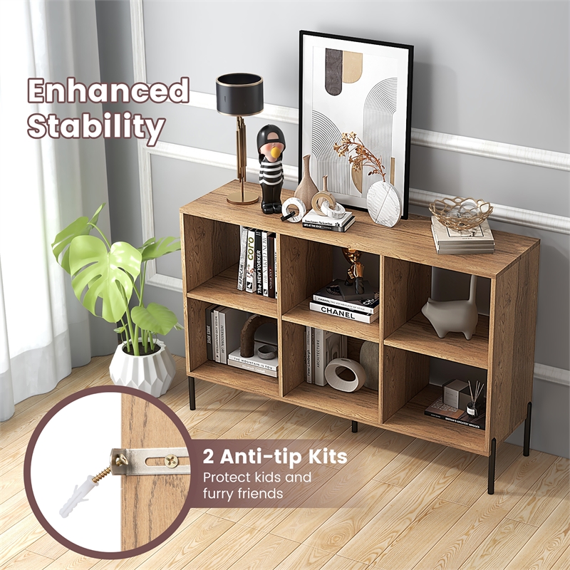 6 Cube Storage Shelf Organizer Bookcase Square Cubby Cabinet Bedroom Natural