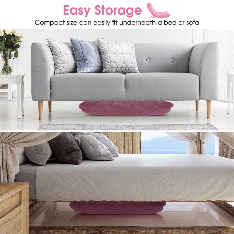 Adjustable 14 Position Floor Chair Folding Lazy Gaming Sofa Chair Cushioned Pink