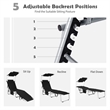 Foldable Sun Shading Lounge Chair Adjustable Beach Recliner Black