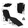 Foldable Sun Shading Lounge Chair Adjustable Beach Recliner Black