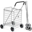 Folding Shopping Cart Utility Trolley Portable For Grocery Silver