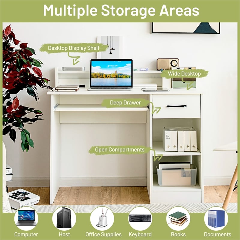 22 inch Wide Computer Desk Writing Study Laptop Table White