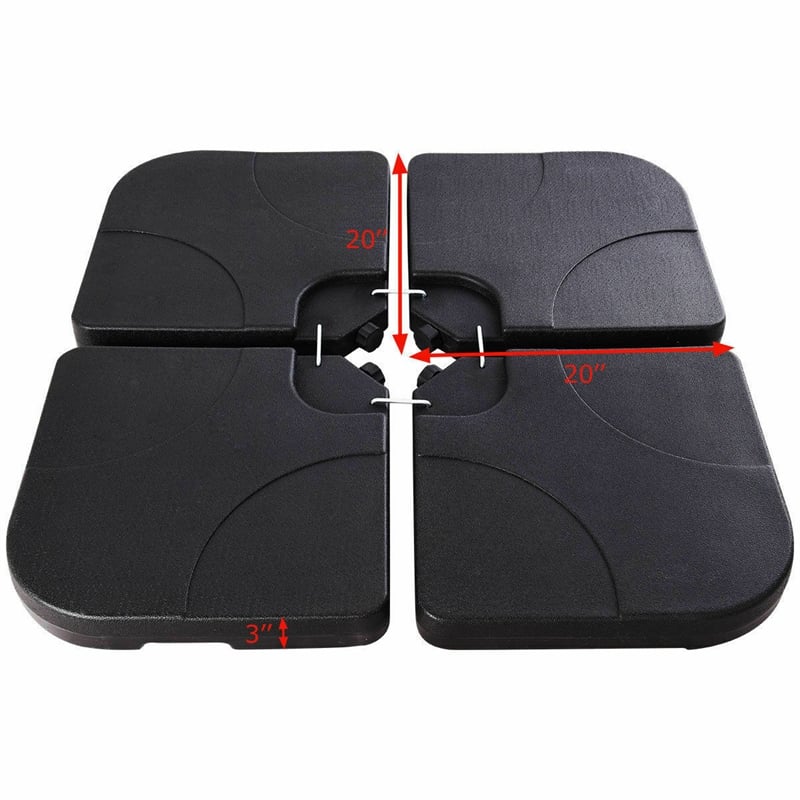 20 inch Patio Offset Umbrella Base Stand Water Filled Base Black