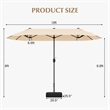 13FT Double sided Patio Umbrella w/Crank Handle Umbrella Base Beige
